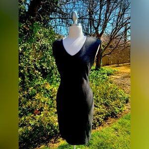 ANN TAYLOR houndstooth Elegant Black & Gray Sleeveless Dress